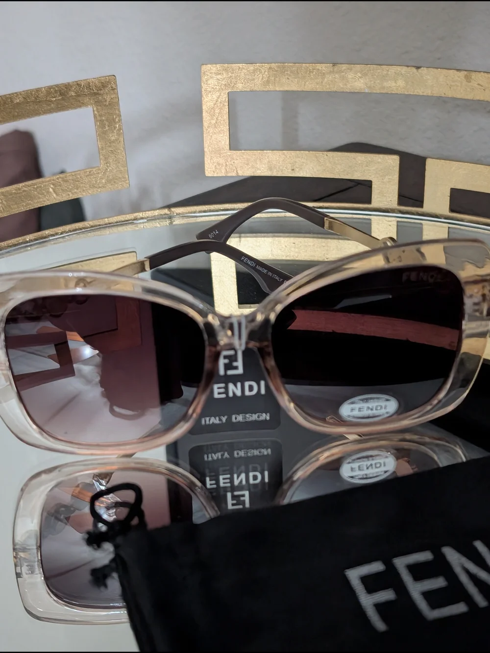 Fendi (Fashion) Clear Frame Sunglasses with Brown Gradient Lenses